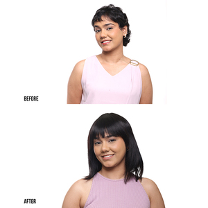 HairOriginals Cap <b>Wig</b> with Bangs | Full Head Bangs | Raw Virgin Indian Temple Hair | 150-200g | Haryana Origin - Product Image 3