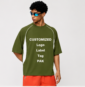 Camiseta Deportiva Personalizada para Hombre, Azul Marino, Manga Corta, Secado Rápido, Cuello Redondo, Tejido de Punto, Corte Holgado, Color Sólido, Impresión de Logotipo Frontal - Product Image 3