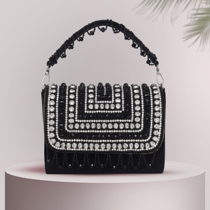 Luxury Black Velvet Handcrafted Evening <b>Bag</b> – Exquisite Crystal and Bead Embroidered Party Clutch - Product Image 3