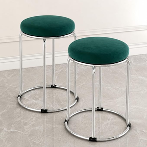 Contemporary Velvet <b>Footrest</b> Stool with Gold Metal Base for Living Room Bedroom and Lounge Furniture - Product Image 4