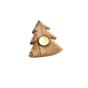 Porte-bougie étoile en bois fait main pour la décoration de table de Noël et les fêtes, design en bois flammé écologique, pour mariage et usage domestique - Product Image 2