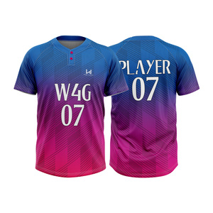 Camisetas de Béisbol Personalizadas para Hombre, Talla Grande, 2 Botones, Logotipo Impreso por Sublimación en la Parte Delantera, Alta Calidad, 100% Poliéster que Absorbe la Humedad - Product Image 1