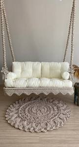 Balançoire de balcon en macramé, balançoire de jardin pour la décoration intérieure, chaise suspendue, balançoire-lit à bascule, suspendue - Product Image 3