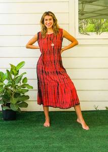 ¡Vestido Maxi personalizado Tie Dye con patrón sólido Estilo lindo Cintura tejida Mangas largas dulces Exportadores de vacaciones de alta calidad! - Product Image 2