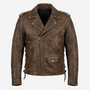 Chaqueta de cuero para hombre NAI-0504A, estilo clásico de motociclista, ropa exterior protectora para montar en moto, color personalizable. - Product Image 1