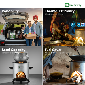 เตาไม้เชิงพาณิชย์ Greenway Smart Stove พร้อมพัดลมแบบแกนหมุน เตาทำอาหารสำหรับงานหนัก เหมาะสำหรับการทำอาหารขนาดใหญ่ - Product Image 2