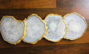 Venta al por Mayor de Artesanías Naturales, Losa de Geoda de Cristal del Himalaya, Posavasos de Piedra Pulida, Rebanada de Ágata Drusa para Decoración del Hogar, India - Product Image 5