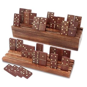 Jeu de dominos en bois fait main avec boîte, jeu de société classique écologique, dominos à points colorés, jouets en blocs pour les fêtes de famille, cadeau - Product Image 6