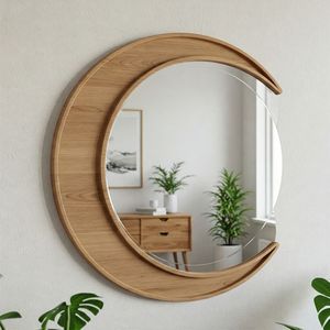 Nordic Minimalist Wooden Wall <b>Mirror</b> <b>Round</b> Solid Wood Frame <b>Mirror</b> for <b>Bathroom</b> Living Room Bedroom Home Decor - Product Image 4