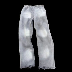 Pantalones Casuales para Hombre, Corte Acampanado, Ligeros, Lavado Ácido, 100% Algodón Terry, Borde sin Rematar, Efecto Desgastado por el Sol, Alta Calidad - Product Image 4