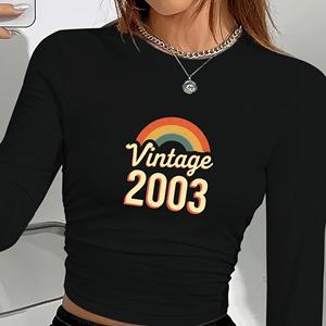 เสื้อแขนยาวผู้หญิงลาย2003วินเทจสีรุ้ง - Product Image 4