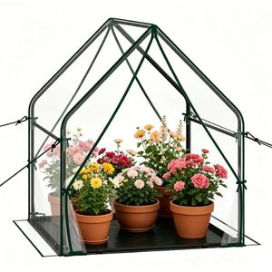 Mini serra da giardino smontabile 43x36x36 pollici con fondo in PE e telaio in metallo (Policarbonato) - Product Image 1