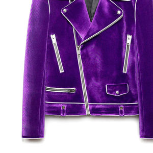 Veste en velours slim fit pour homme, col montant, logo sur le devant, idéale pour les occasions formelles, les mariages et les soirées. - Product Image 3