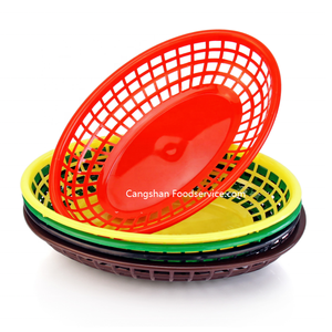 Cesta de Comida Rápida Estilo Americano Ecológica, Cesta de Plástico Ovalada Sólida de PP para Restaurante, Platos y Vajilla Redondos Ovalados FFB - Product Image 6