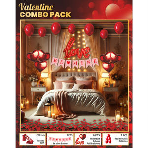 Kit Combinado Rojo Premium Love Be Mine |   15 Globos Rojos de Amor y Corazón, Globos de Aluminio |   Banderola y Estandarte Love Be Mine - Product Image 5