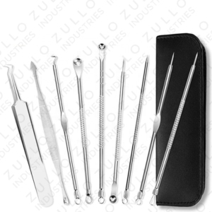 Kit de 9 Piezas de Extractores de Puntos Negros y Acné de Acero Inoxidable Profesional, Herramientas de Limpieza Facial Profunda con Logotipo Personalizado - Product Image 1