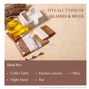 Ensemble de sous-verres en bois de marbre rustique élégant tapis de salle à manger carrés de haute qualité décor de cuisine minimaliste moderne classique - Product Image 2