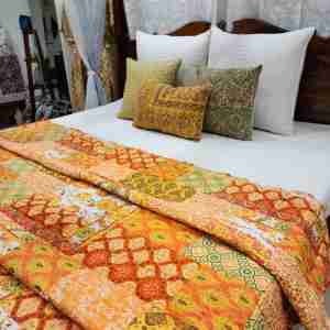 Tendance 100% coton canard multicolore traditionnel Aari brodé à la main Quandong jardin couvre-lit Table couvre toutes saisons - Product Image 3