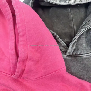 Ropa de invierno 420gsm tela de lana pesada lavado ácido Vintage sol desteñido parche desgastado sudaderas con capucha para hombres con estilo - Product Image 2