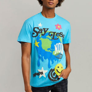 Camiseta de Alta Calidad con Estampado Puff, Logotipo Personalizado, Vintage, Lisa, de Algodón Lavado, para Hombre, con Efecto Ácido - Product Image 4