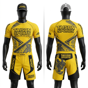Ensemble Rashguard et Short BJJ en Polyester Spandex Premium 260 GSM, Design à Panneaux Blanc, Bleu Marine et Gris, Logo Personnalisé par Sublimation - Product Image 3