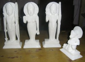 Estatua de Ram Darbar de Mármol Hecha a Mano de Calidad Superior, Dios Hindú Indio Shri Ram Laxman Sita Mata Ji, Murti de Piedra Blanca para Templo - Product Image 3