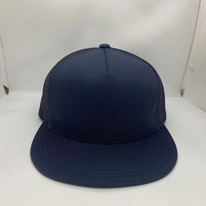 High Quality Trucker Snapback <b>Hat</b> Custom Polyester/Cotton Mesh <b>Flat</b> Brim Breathable Fabric 5-Panel Design Square Performance - Product Image 6