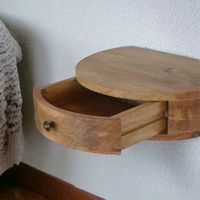 Table de chevet en bois massif, forme semi-circulaire, design élégant et courbé, 1 tiroir, rangement écologique, style moderne pour hôtel