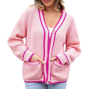 Soft Pink Spring <b>Cardigan</b> Sweater Custom Colours Embroidered Button Detail Casual Sorority Fraternity College Varsity - Product Image 1