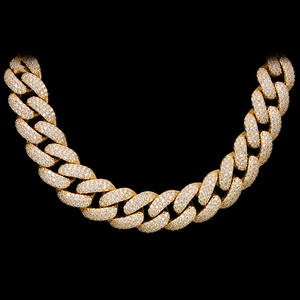 Meilleures ventes : Chaîne cubaine entièrement pavée de micro-moissanites, plaquée or, style hip-hop, faite à la main, prix de gros - Product Image 3