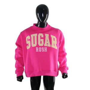 เสื้อสเวตเชิ้ตคอกลมพิมพ์ลาย USA Sugar Rush ทรงปกติสำหรับทุกเพศ สีชมพู ผ้าฝ้าย สวมใส่สบายๆ สำหรับฤดูใบไม้ร่วง - Product Image 1