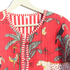 Veste matelassée réversible en coton faite à la main pour femme, manteau court 100 % coton avec imprimé bloc, veste matelassée pour femme - Product Image 5