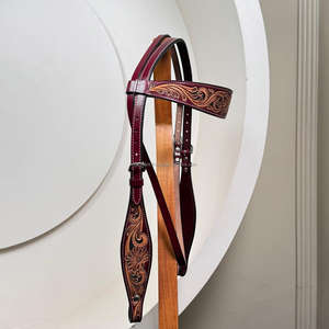 Nouveau casque de cheval en cuir usiné à la main de conception personnalisée pour la tête de bride occidentale équipement de cheval en cuir de vachette véritable - Product Image 5