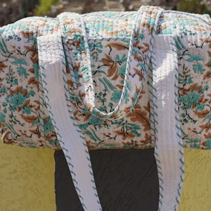 Cotton Quilted <b>Duffel</b> <b>Bag</b> With Floral Print Zipper Closure Large Capacity Travel Weekender <b>Bag</b> Large Capacity <b>Duffel</b> <b>Bags</b> Zipper - Product Image 1