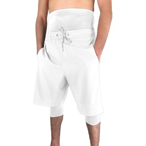 Pantalones Cortos Blancos de Secado Rápido para Hombre, Corte Holgado con Capa Interior de Compresión para Gimnasio y Natación - Product Image 1