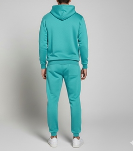 Conjunto de Pantalones y Sudadera con Capucha de Felpa para Hombre, Color Verde Azulado, Estilo Casual para Otoño, 100% Algodón, 300g - Product Image 4
