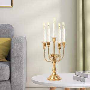 LANJO 5 Head Multi-Head <b>Brass</b> Candelabra Vintage Bronze Durable Metal <b>Candlestick</b> <b>Holders</b> for Wedding Home Decoration - Product Image 5