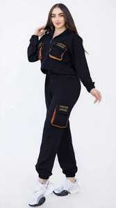 Conjunto Deportivo de Dos Piezas con Capucha y Cierre de Cremallera 2 en 1 para Mujer, Color Negro, Marca OneTen - Product Image 1