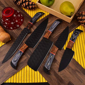 Ensemble de couteaux de cuisine en acier inoxydable avec revêtement en poudre, pour usage domestique et professionnel, avec étui en cuir, manche en bois, couteaux forgés, fabricant de couteaux - Product Image 5