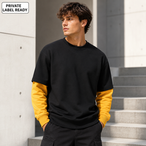 Sweat-shirt à col rond pour homme, en polaire respirant et écologique, coupe classique, mélange polyester/coton, épais, logo personnalisé - Product Image 3