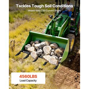 Benna a 5 Denti per Trattore e Skid Steer, Capacità di Carico 4560 Libbre, Barre Dentate a Bullone per Efficiente Movimentazione del Terreno - Product Image 2