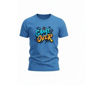 Camiseta Casual de Cuello Redondo con Logotipo Frontal Personalizado con la Frase "Game Over", Tejida, Transpirable, Ecológica, de Secado Rápido, 100% Algodón, Corte Holgado - Product Image 2