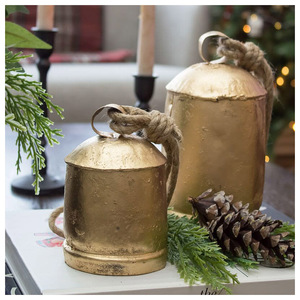 Wholesale Rustic Cow Bells Vintage <b>Gold</b> <b>Christmas</b> Bell With Jute Rope Handcrafted Harmony Bells For Farmhouse Holiday Home <b>Decor</b> - Product Image 5