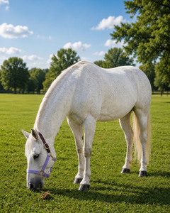 Harnais pour cheval en PP bleu ciel et marron avec boucles et anneaux dorés pour l'équitation et l'entraînement - Product Image 5