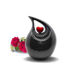 Aluminum Teardrop Funeral Cremation Urn Decorative <b>Keepsake</b> <b>Ashes</b> Storage Glossy Black Enameled Heart Customizable Colour Adults - Product Image 6