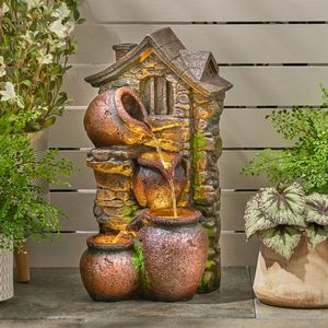 23.5\" High ALFRED 4-Tier Outdoor LED-Lit Fountain in Brown & Gray - Product Image 2