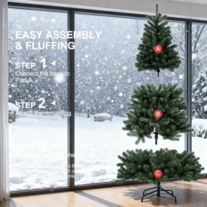 Albero di Natale Artificiale in PVC Floccato di Alta Qualità, 2,1 m, Materiale PET, Funzionamento a Batteria, Personalizzabile, Pieghevole, per Uso Esterno - Product Image 4