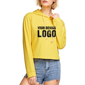 Hoodies courts pour femmes en molleton brossé personnalisé avec logo thermocollé, finition surjetée, pour l'entraînement et les vêtements de sport - Product Image 6