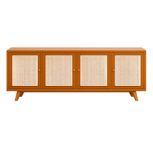 Solid Teak Premium Scandinavian Eco-Friendly Durable Malika Teak <b>Sideboard</b> <b>Storage</b> Cabinet 4 Doors Natural Accent Furniture - Product Image 2