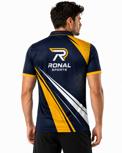 Custom Navy Yellow Sublimation <b>Polo</b> Shirt Men Quick Dry Polyester Sports Golf Team Uniform Printed Performance <b>Polo</b> OEM ODM - Product Image 4